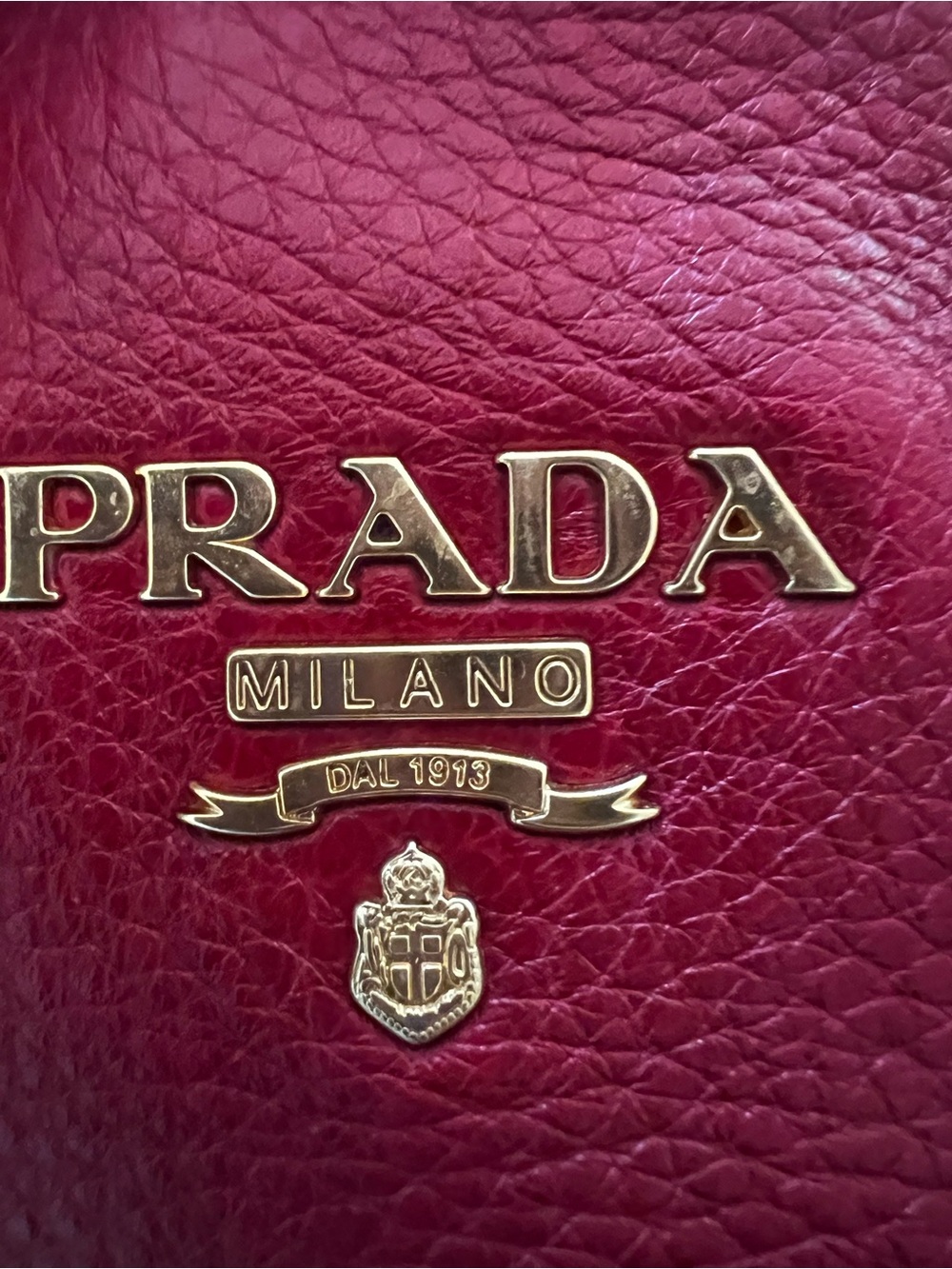PRADA DARK RED VITELLO DAINO LEATHER LARGE CROSSBODY/TOTE BAG - Picture 11 of 17